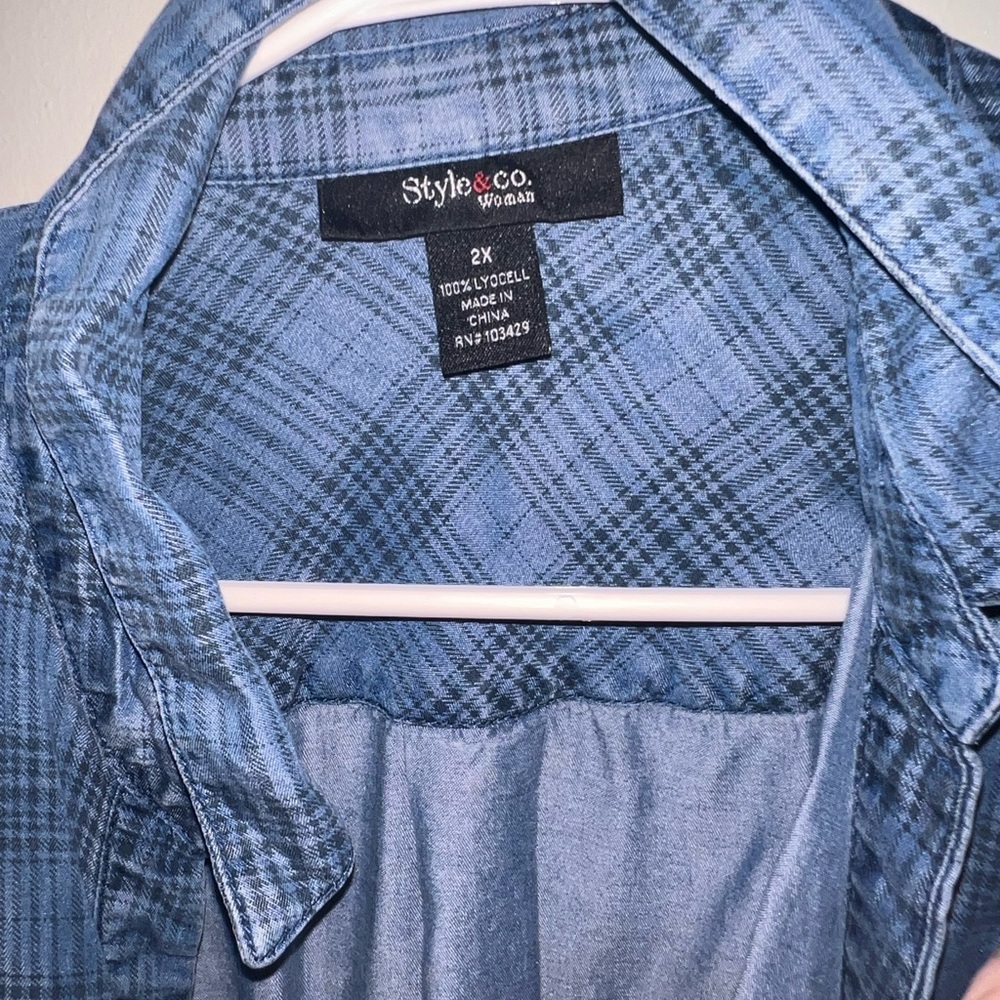 Style&Co Plaid Button Down